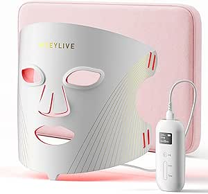 Red Light Therapy for Face Mask, Blue Light Therapy for Acne, Gifts for Women, Wrinkle LED Face Mask, 432 LED with Full Face Coverage & 3 Light Modes, Travel Bag for Home Use & Travel, pink