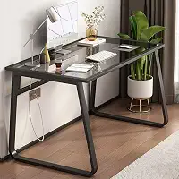 Mesa de escritório em casa mesa de computador de vidro temperado moderno mesa de estudo de escrita de estudante pequena mesa de computador, preta, 39 tamanhos