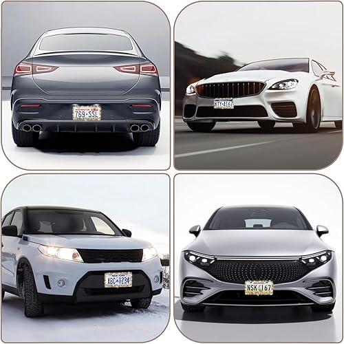 Vista 48 de Paquete de 2 marcos de matrícula brillantes para mujer, accesorios de automóvil con diamantes de imitación brillantes con tapas de cristal con Blanco