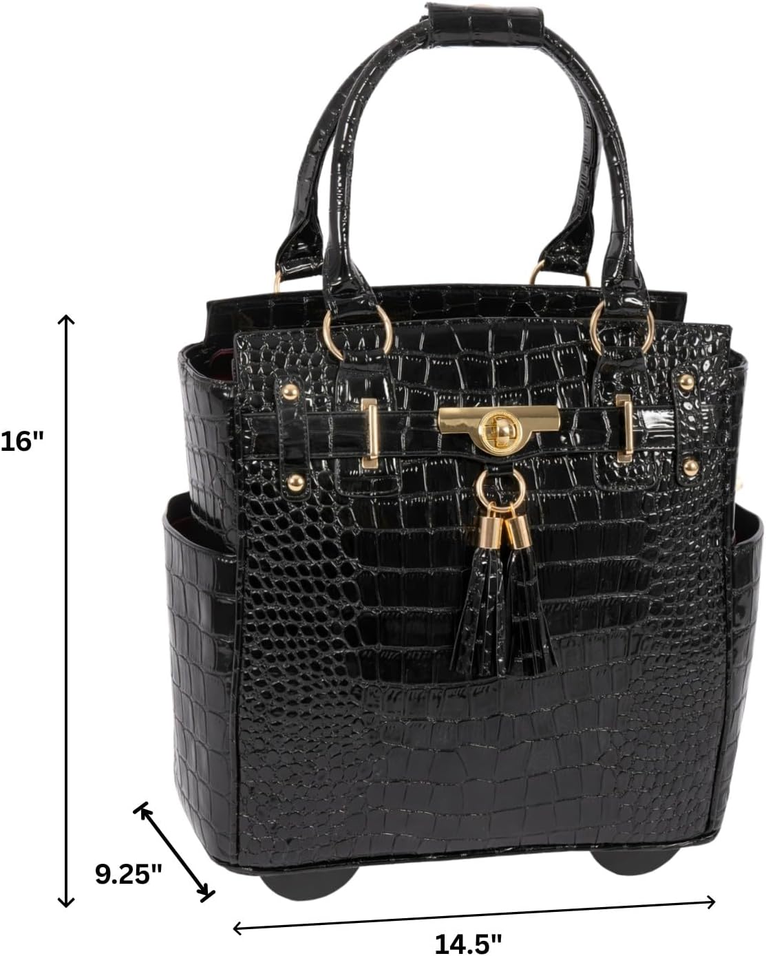 JKM & Company Rolling Laptop Bag for Women | Designer Wheeled Briefcase | Fits 13-17" Laptops | Office Travel Computer Case
