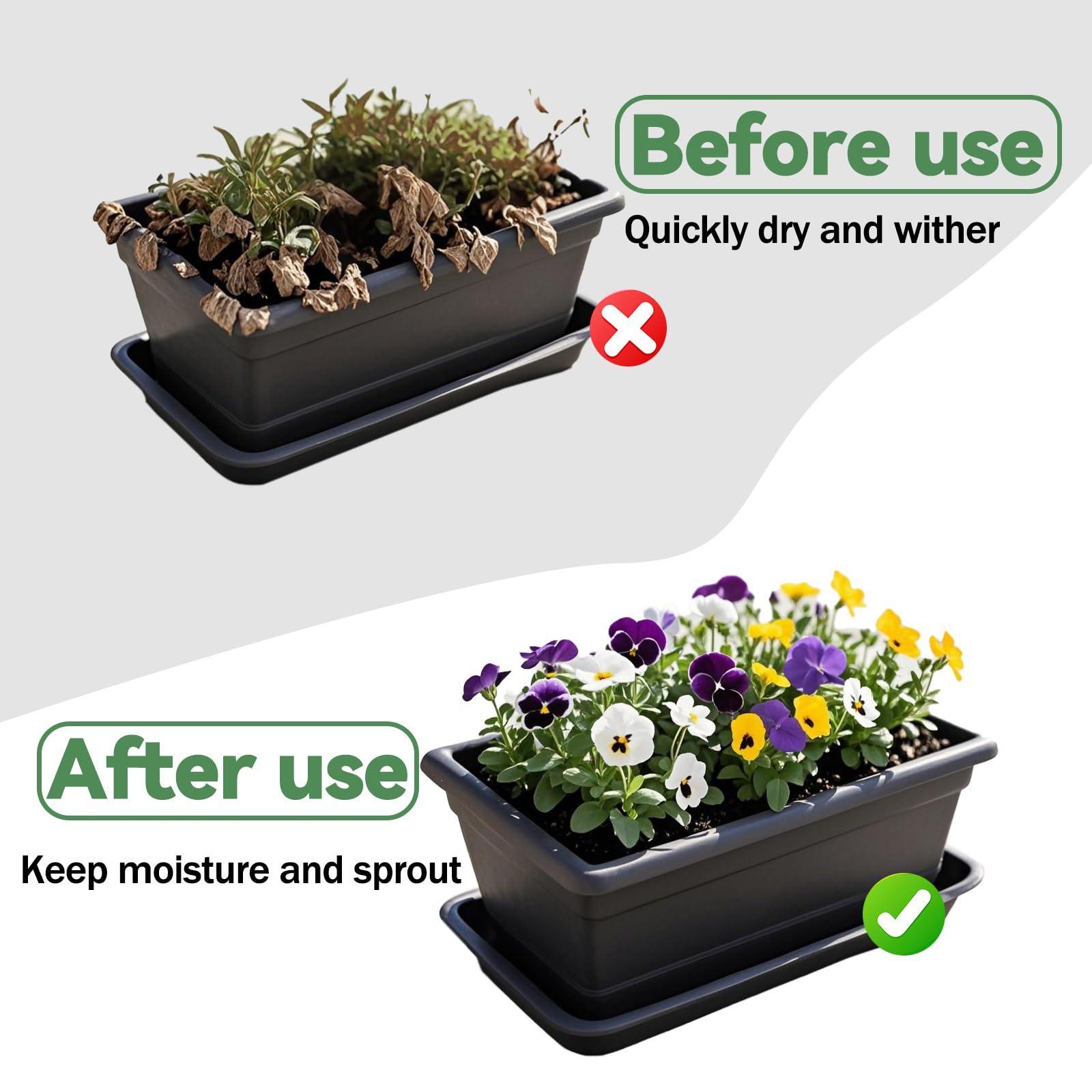 Gosknor 8 Alfombrillas de Riego para Plantas de 24 Celdas, 33x20cm Bandeja Drenaje para Riego Automático Plantas Aptas para Jardinería Interior Plantas Hidropónicas en Maceta