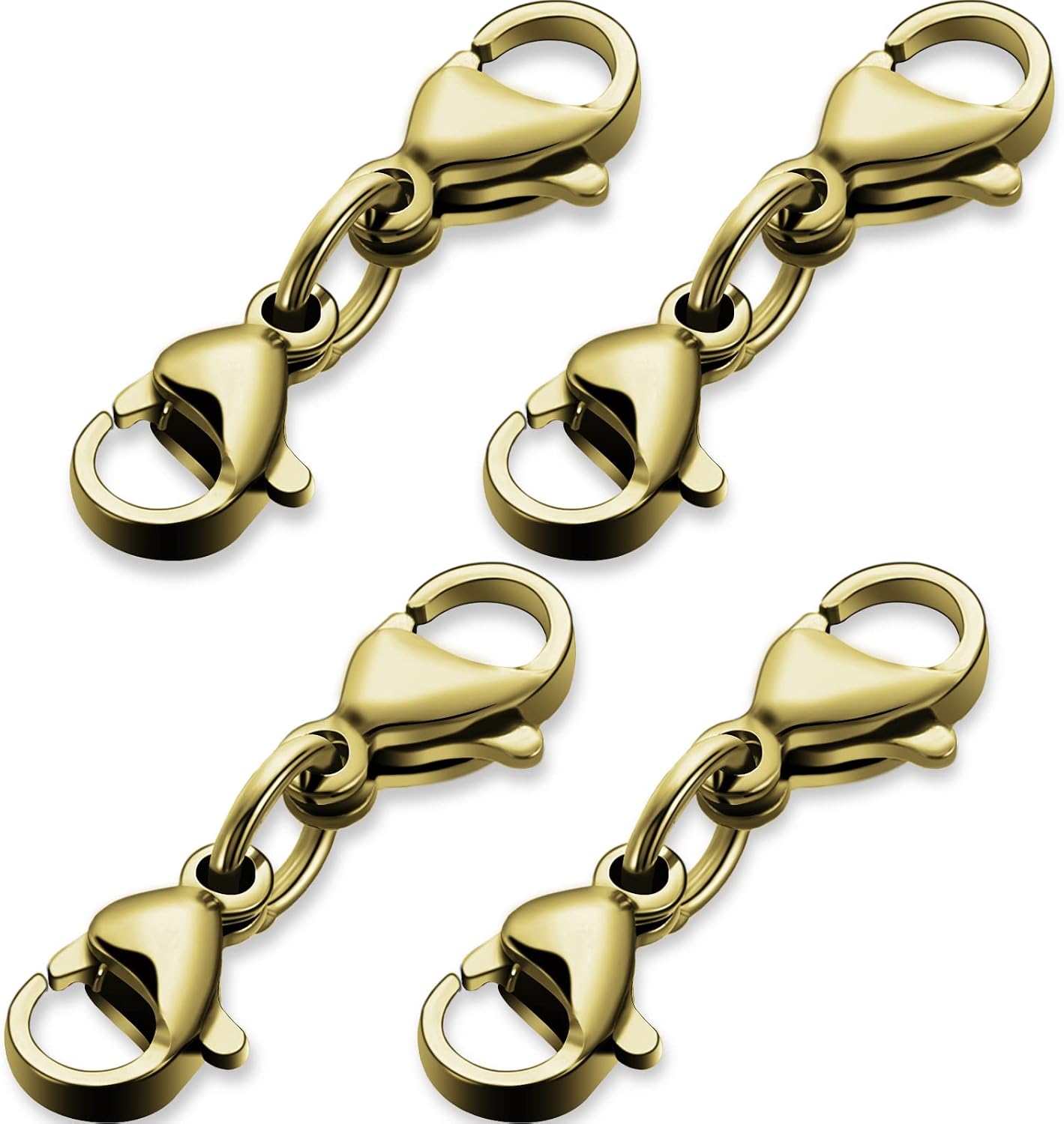 MTLEE Double Lobster Clasp Extender Double Claw Connector Bracelet Extension Clasp Small Bracelet Necklace Shortener for DIY Jewelry Making(0.98 Inch,Retro Brass)