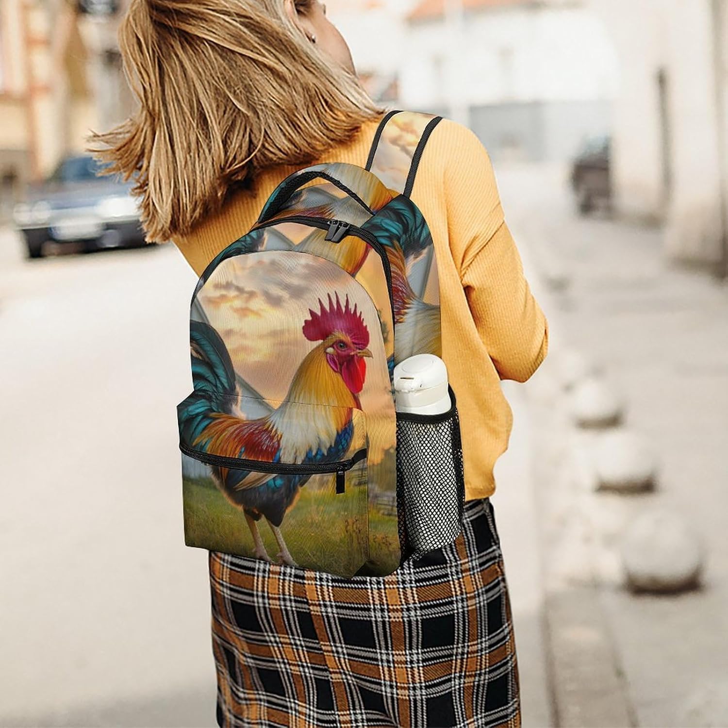 Rooster Farmhouse Laptop Backpack Lightweight Travel Daypack Shoulder Bag for Men Women