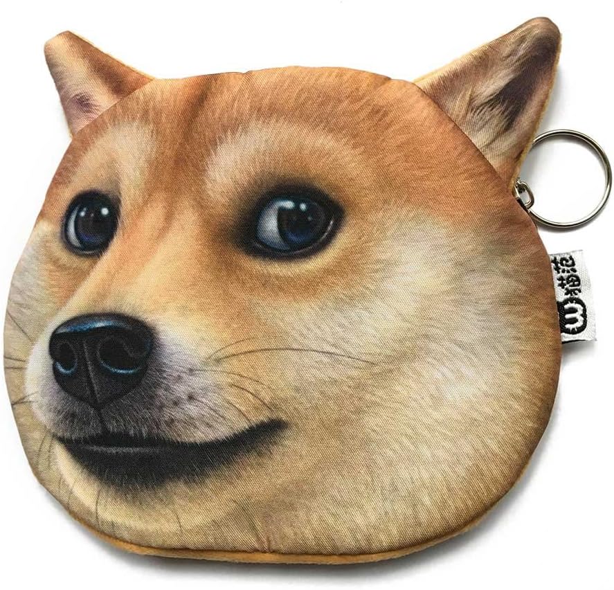 Cute and Creative Shiba Inu Dog Head Zipper Closure Coin Purse
