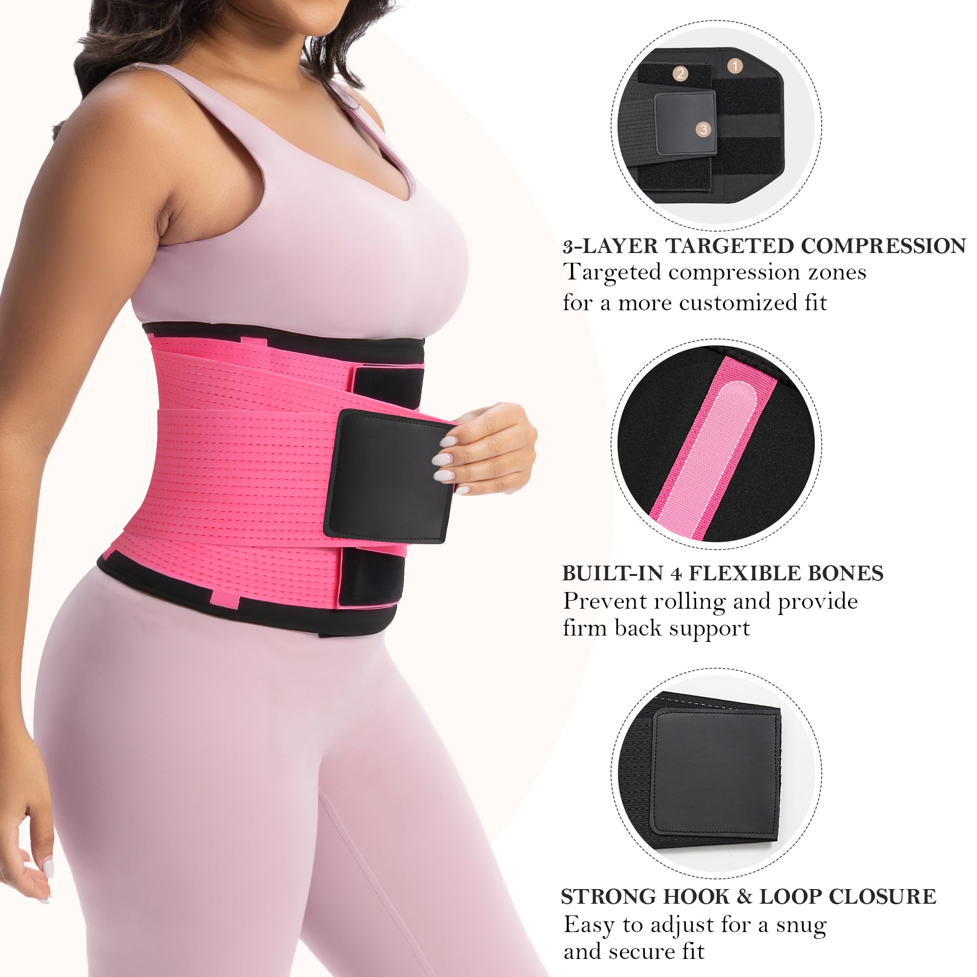 YIANNA Ceinture de sudation pour sauna, entraînement, contrôle du ventre avec triple couche