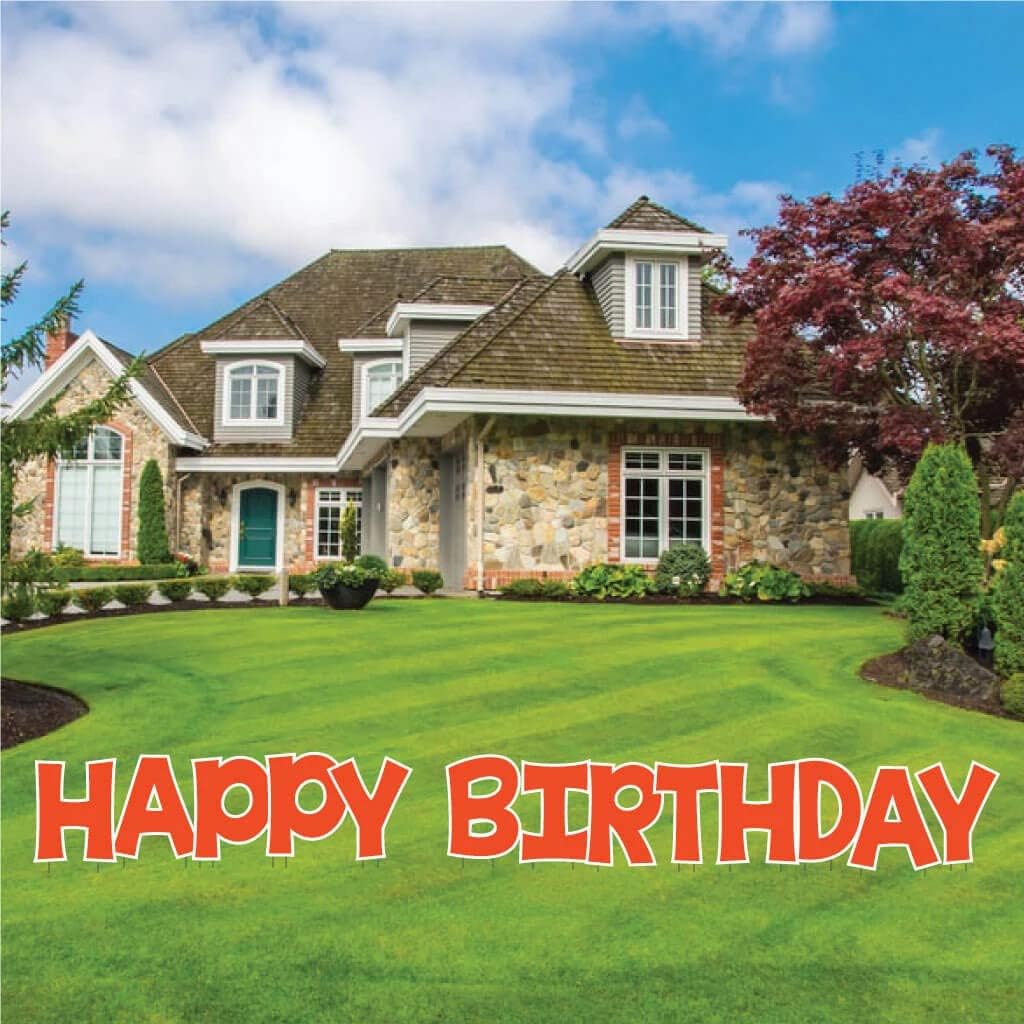Happy Birthday Letters Yard Card, 18 Inches High, 13 Pieces with Stakes, Waterproof Corrugated Plastic, Yard Decorations (18-Inches High, Reflex Blue)