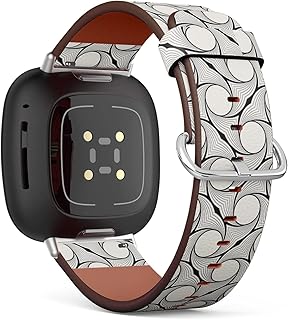 CJBROES Replacement Leather Watch Band, Compatible with Fitbit Versa 3 and Fitbit Sense of Wristband Bracelet Accessory - Stylish