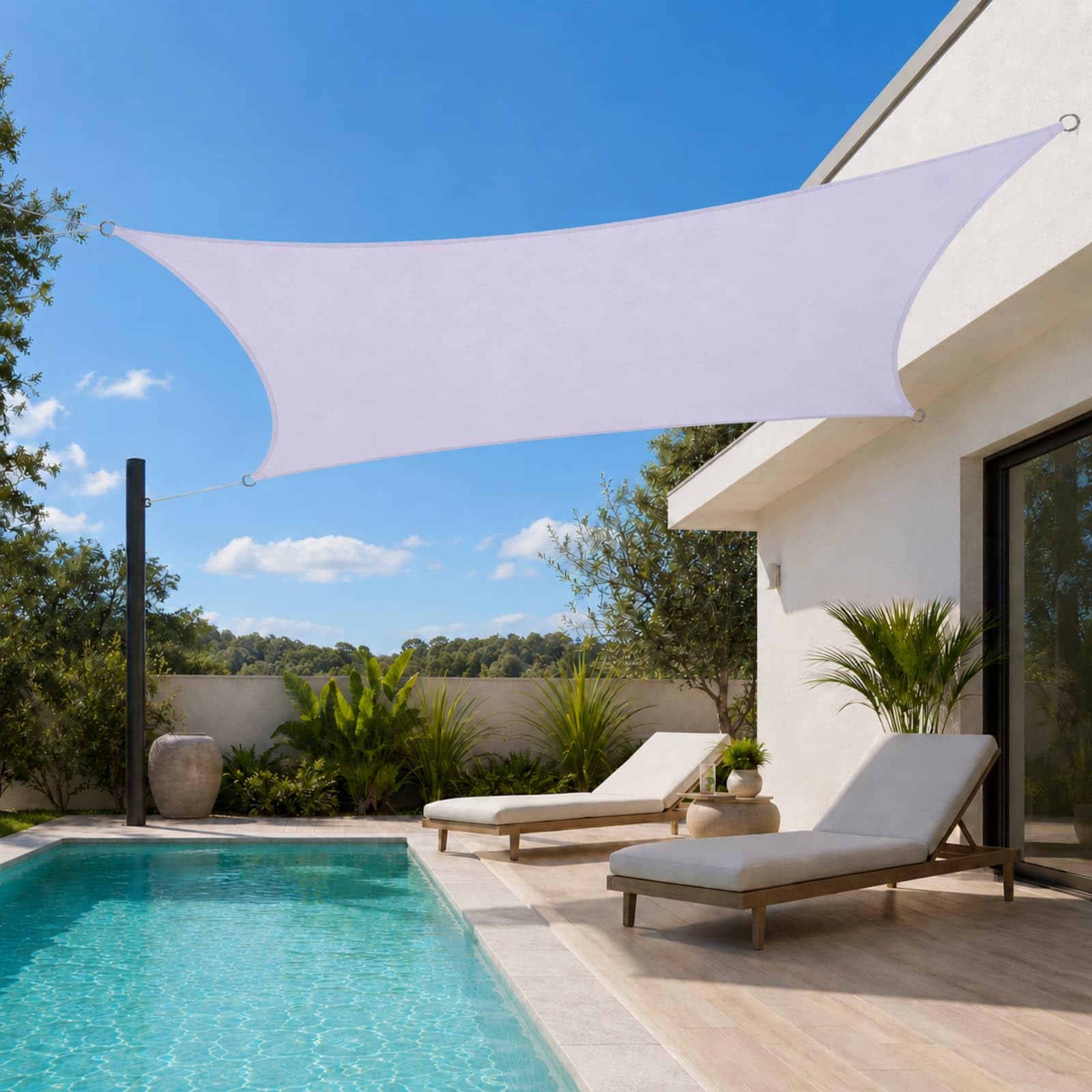 Voile d'ombrage imperméable 3x3m blanc carré anti-UV