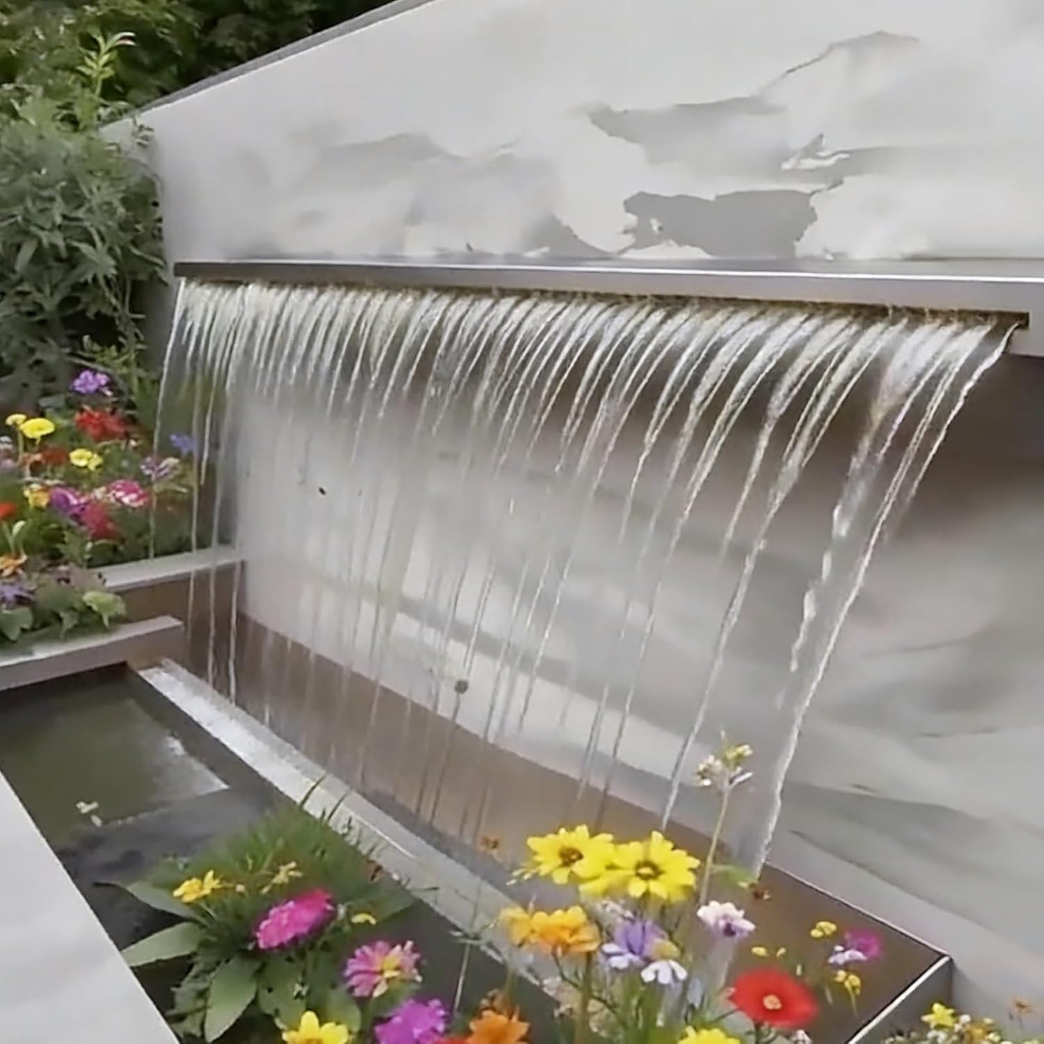 Recessed Waterfall Spillway Wall - 76in Soothing Sheer Descent for Courtyard & Landscaping, Above Ground Pool Fountain Accessory, Elegant Water Flow Feature