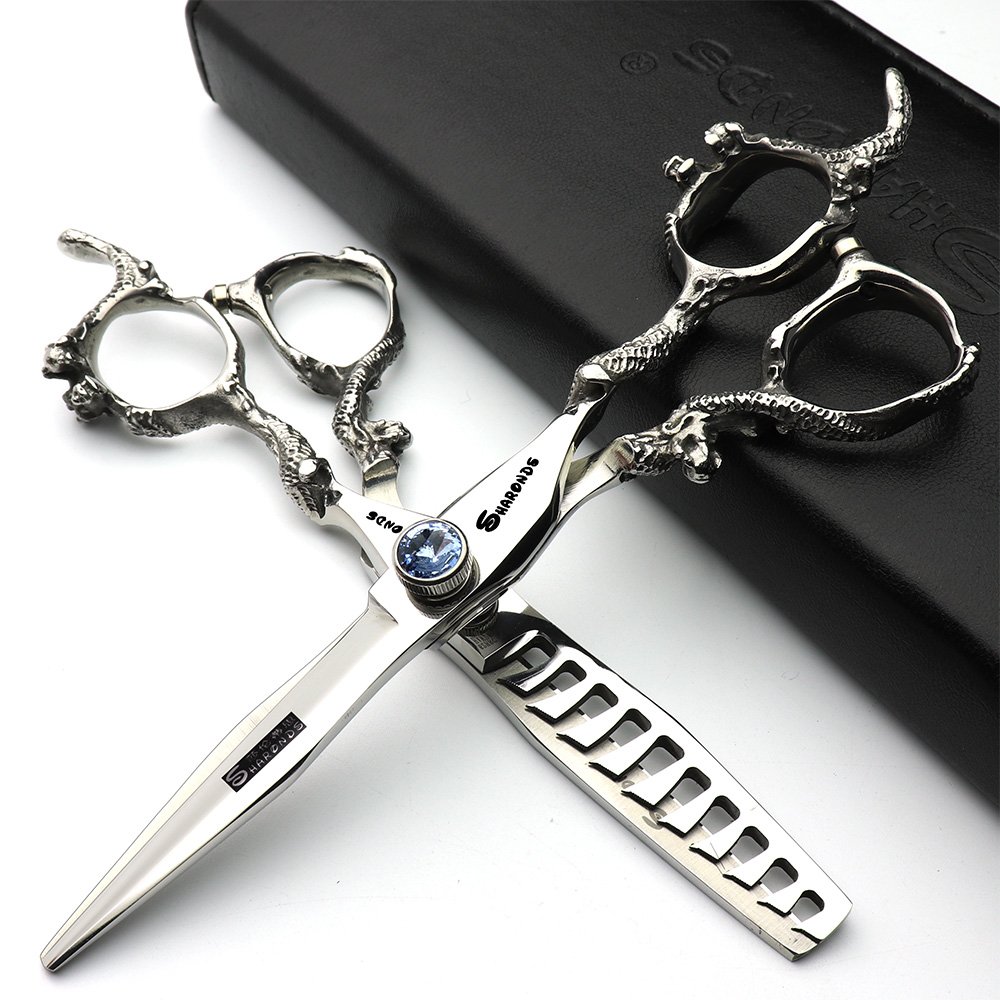 Japan 6inch Hair Profession Stylist Scissors Hair Salon Studio Professional Modeling Tools Cutting+Fish Bone thinning Scissors (2pcs)