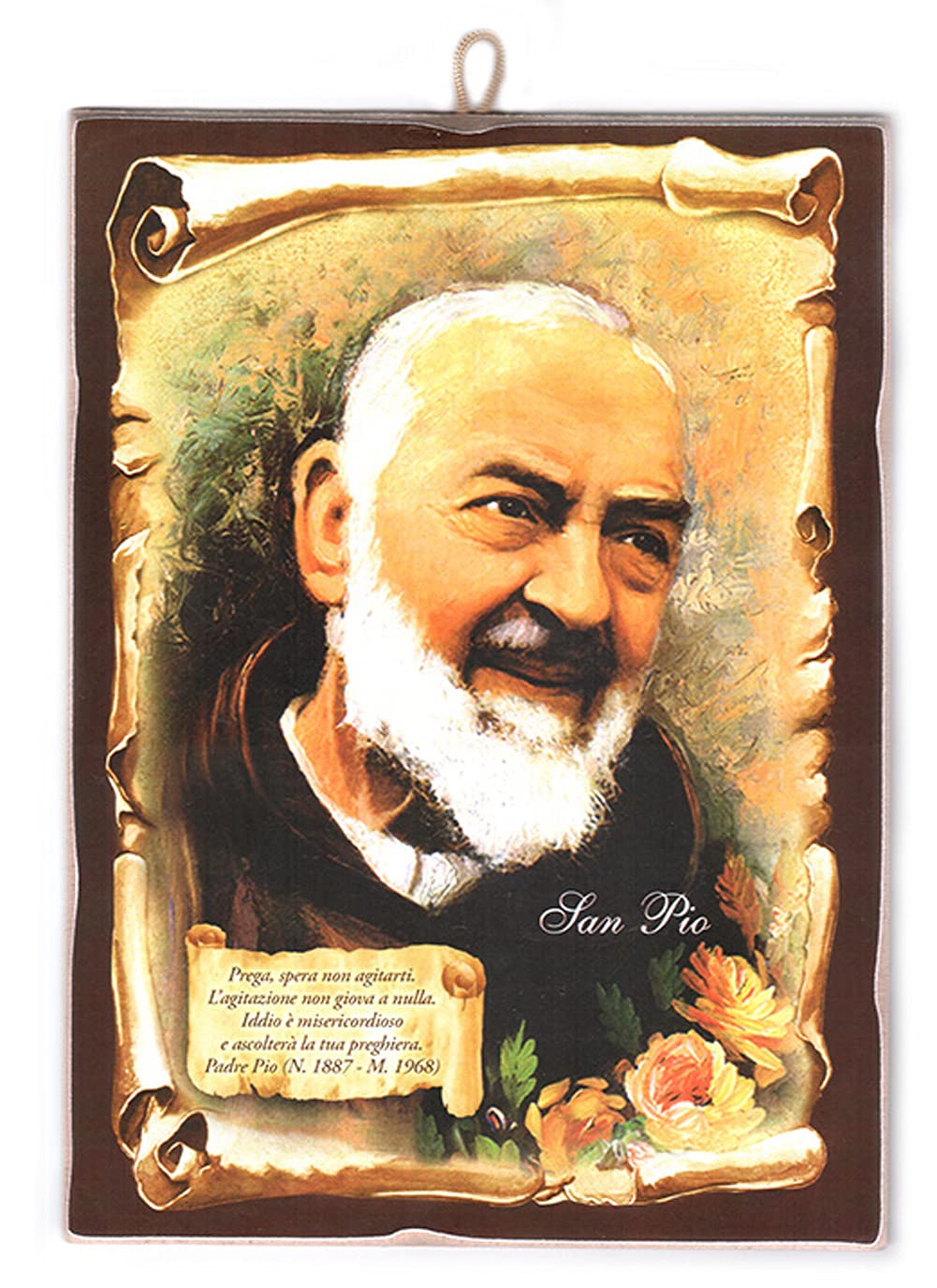KUSTOM ART Vintage St. Father Pio Picture Print on Wood