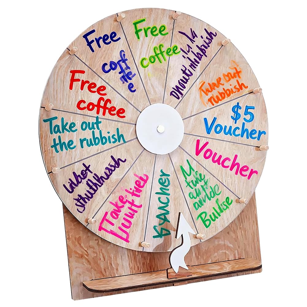 UNICRAFTALE Spinner Gewinnspiel Roulette Drehscheibe Aus Holz Aus Peru Beschreibbare Und Abwischbare Oberfläche 35cm Montage Ideal Für Brautpartys Und Verlobungsfeiern