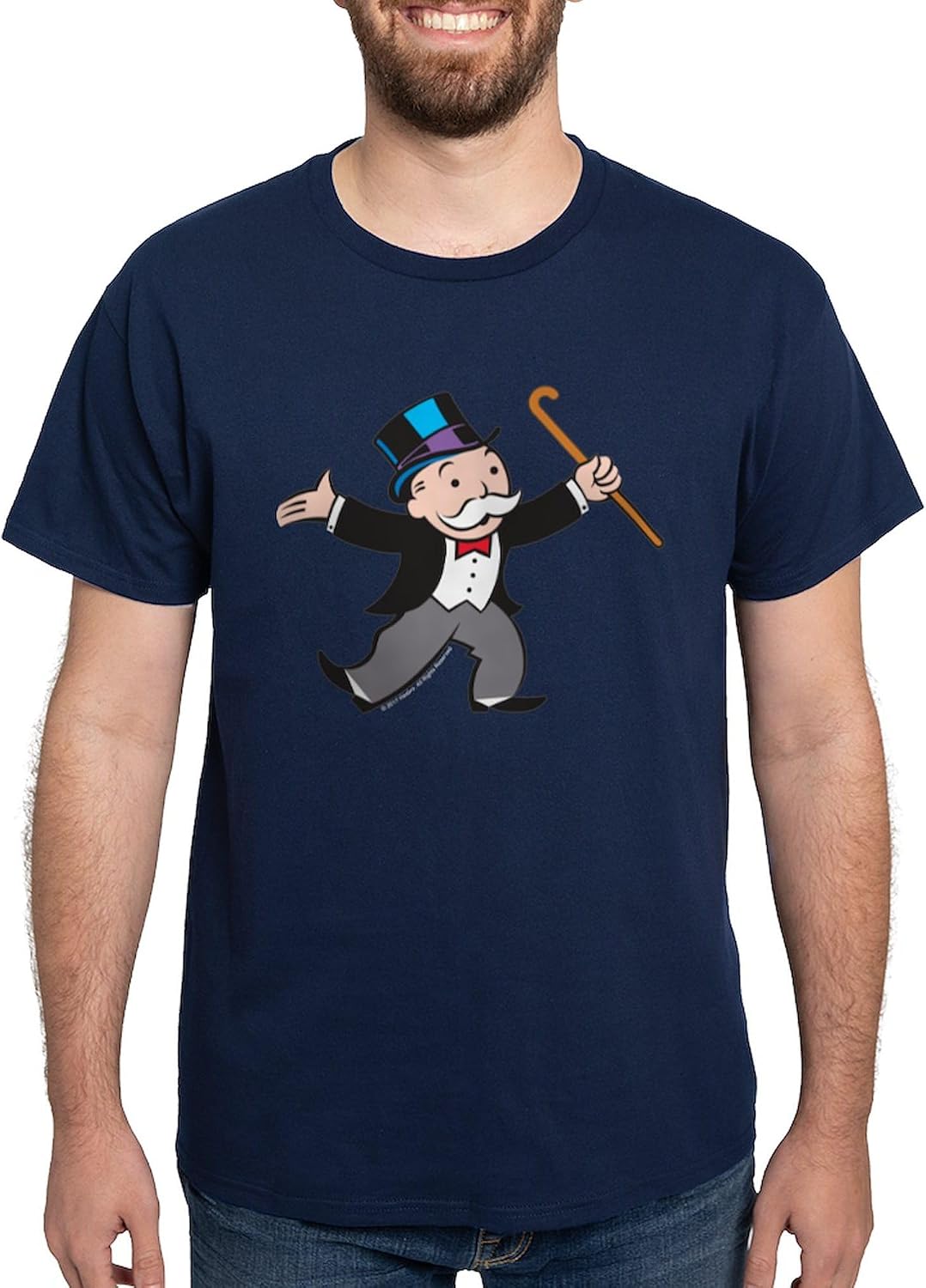 CafePress Monopoly Dancing Rich Uncle Pennybags Dark T Shirt Men's 100% Cotton, Classic Graphic Dark T-Shirt