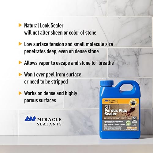Miniatura 6 de Miracle Sealants 511 Porous Plus - Sellador penetrante prémium para encimeras, piedras y azulejos, paquete de 4