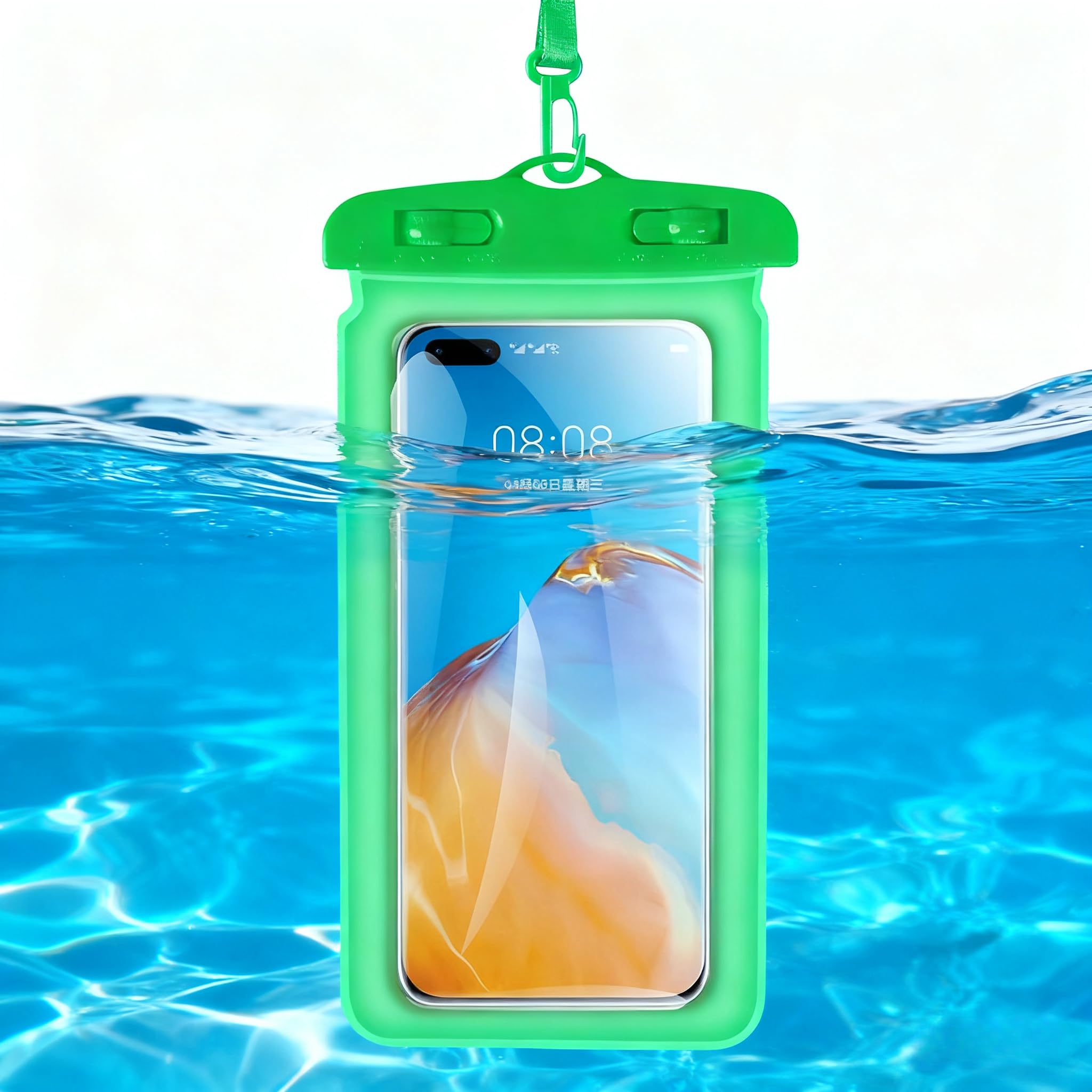 Universal Waterproof Phone Case with Hanging Rope Outdoor Swimming Floating Sealed Touch Screen Dry Bag (Green)