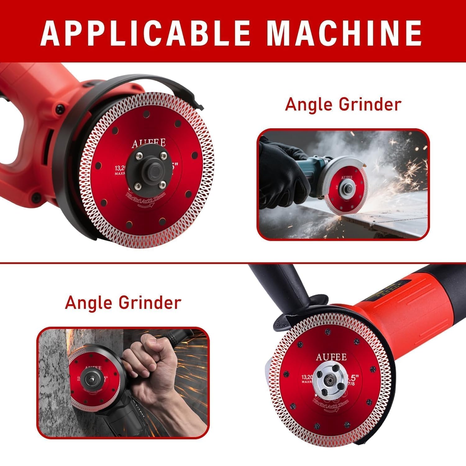 5 Pcs 4 1/2 inch Ultra-Thin Tile Cutter Diamond Saw Blades, Glass Grinding & Cutting disc, Professional Tools for Angle Grinder, Wood, Metal, Porcelain, Ceramic, Granite, Marble, 7/8" Inner Diameter