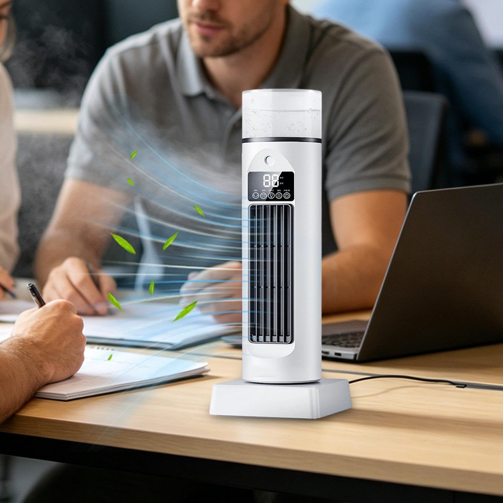 Ventilateur Tour De Bureau - Outil Sans Pales 6 Vitesses Avec Réservoir D'Eau - Ventilateur Oscillant 110° Soufflant De L'Air Froid,Pour Dortoir Bureau Maison Cuisine Intérieur Femmes Hommes