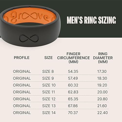 Miniatura 5 de Groove Life - Anillo de boda de goma transpirable para hombres, de silicona sólida, diseño único, cobertura de por vida, anillo de ajuste cómodo