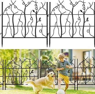 AMAGABELI GARDEN & HOME 5 Panel 26in(H)×11.5ft(L) Decorative Garden Fences and Borders for Dogs No Dig Rustproof Metal Fence Panels Garden Edging Animal Barrier Fencing for Flower Bed Yard Patio