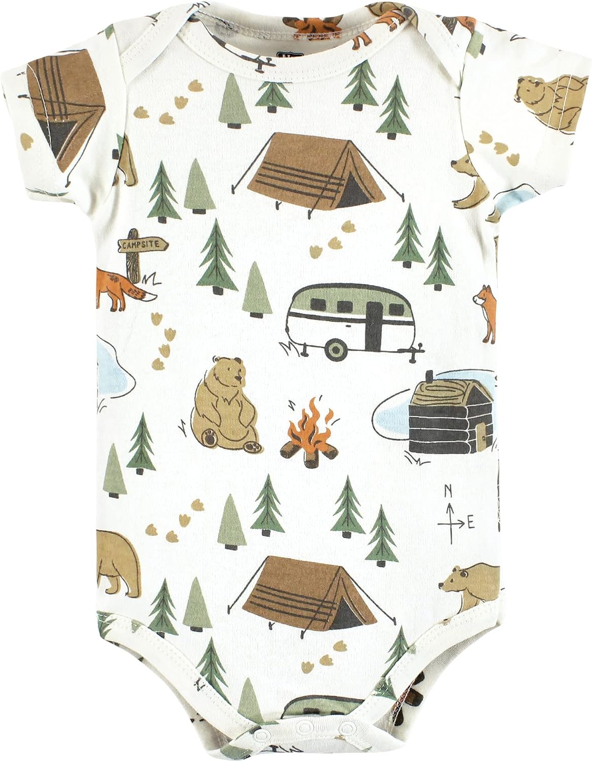 Hudson Baby Unisex Baby Cotton Bodysuits, Little Camper, 12-18 Months