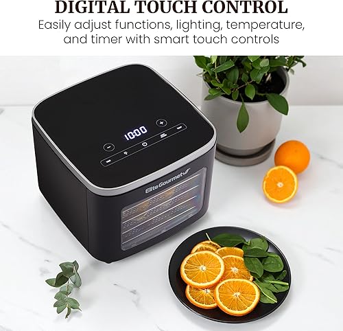 Miniatura 3 de Elite Gourmet EFD809D Deshidratador de Alimentos con 5 Bandejas de Acero Inoxidable, Temperatura y Tiempo Ajustables + Mantener Caliente, Incluye