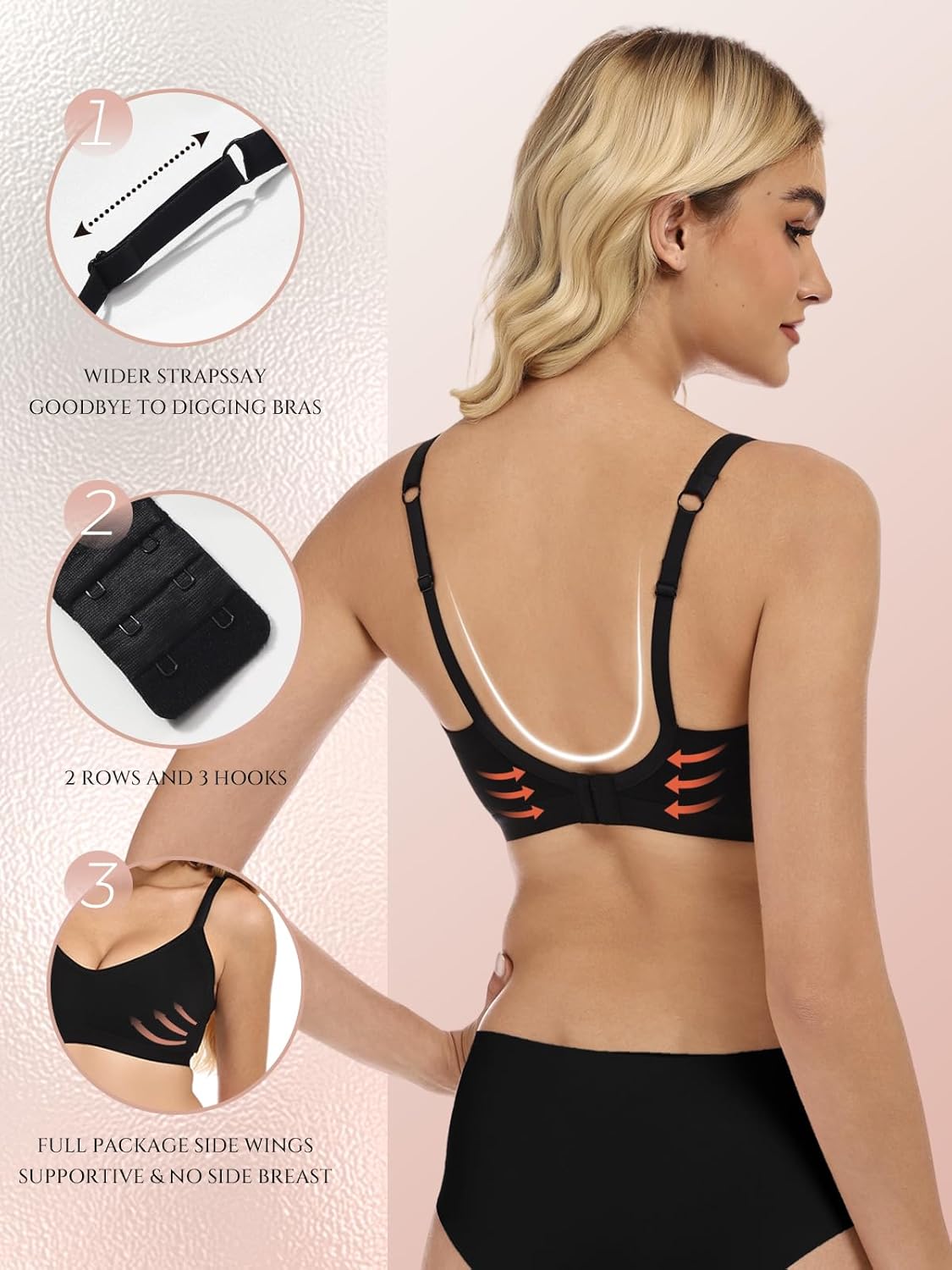 Air Curvey Womens Wireless Bras Seamless Buttery Soft Bra Push Up Bralettes No Underwire Bras Full Coverage Everyday Bra - Image 3