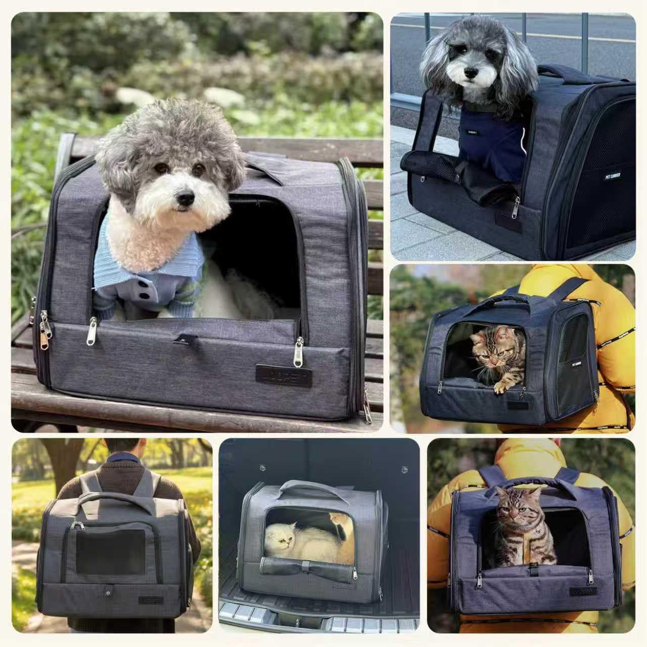 Extra Large Cat Carrier Backpack for 2 Cats, Large Cats & Small Dogs | Cat backpack,Horizontal soft-sided pet carrier with breathable mesh, reinforced base for vet visits, car rides and travel