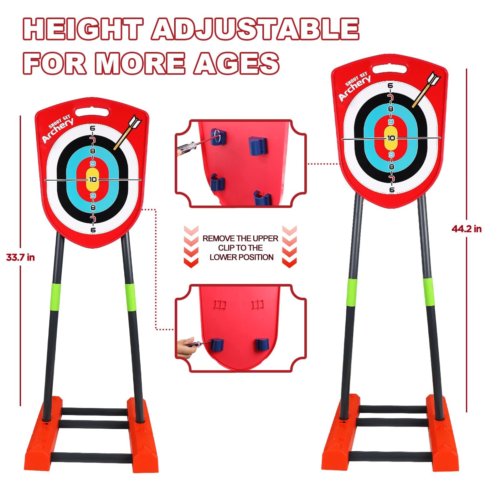 Arc et flèche pour Enfants avec Lumières LED, Ensemble de tir à l'arc Comprenant avec 2 Arcs, 1 Cible Debout, 20 Flèches, 2 Pistolets à Flèches en Mousse et 2 Carquois, Jouets pour 4-12 Garçon Fille