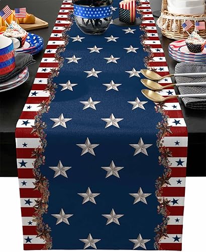 Miniatura 9 de Camino de mesa de lino y algodón de Feliz Navidad, bola de Navidad azul, árbol de Navidad, copos de nieve, caminos de mesa de Navidad para mesa de