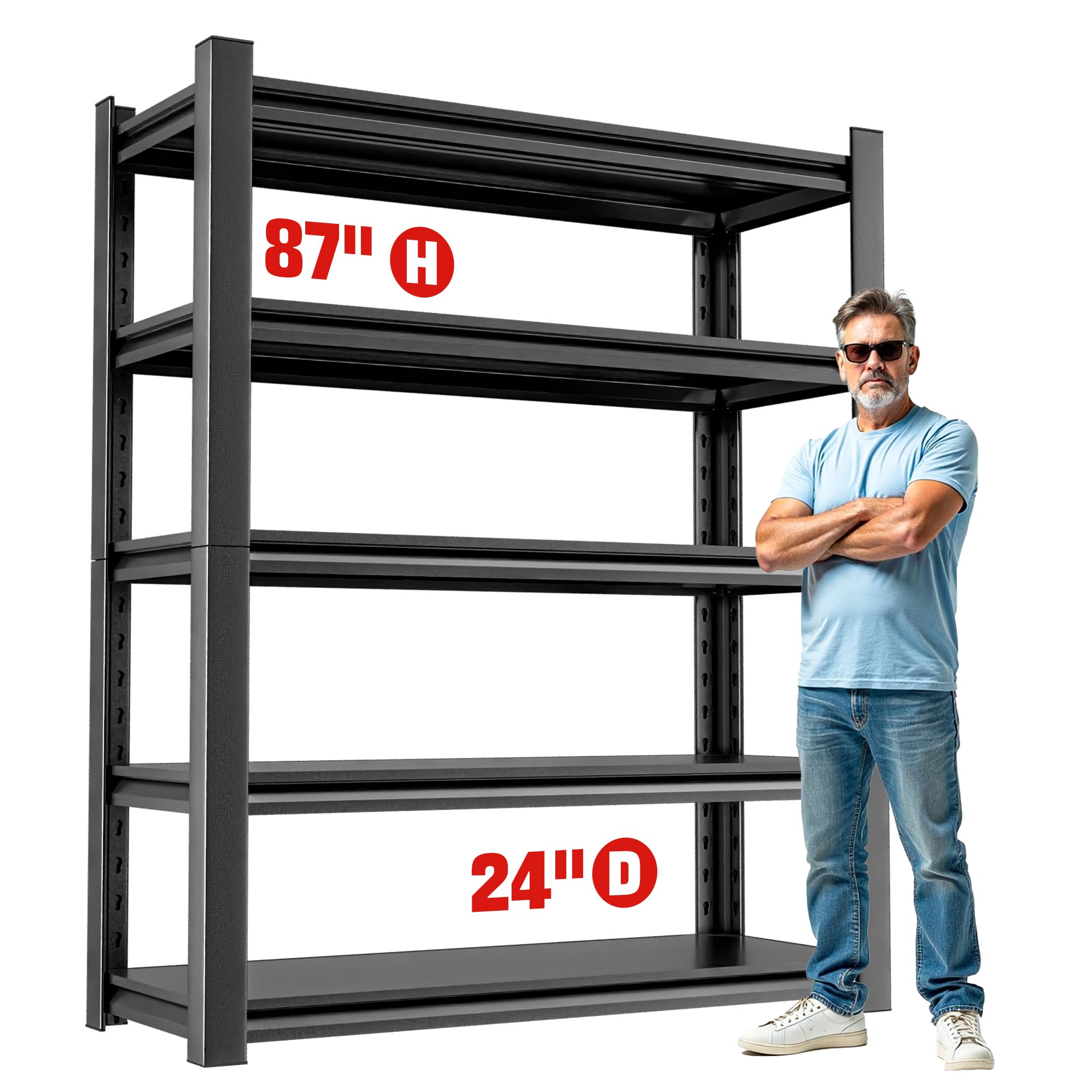 Garage Shelving Storage Rack, 48"W x 24"D x 87"H, Heavy Duty 5-Shelf 3 Pack