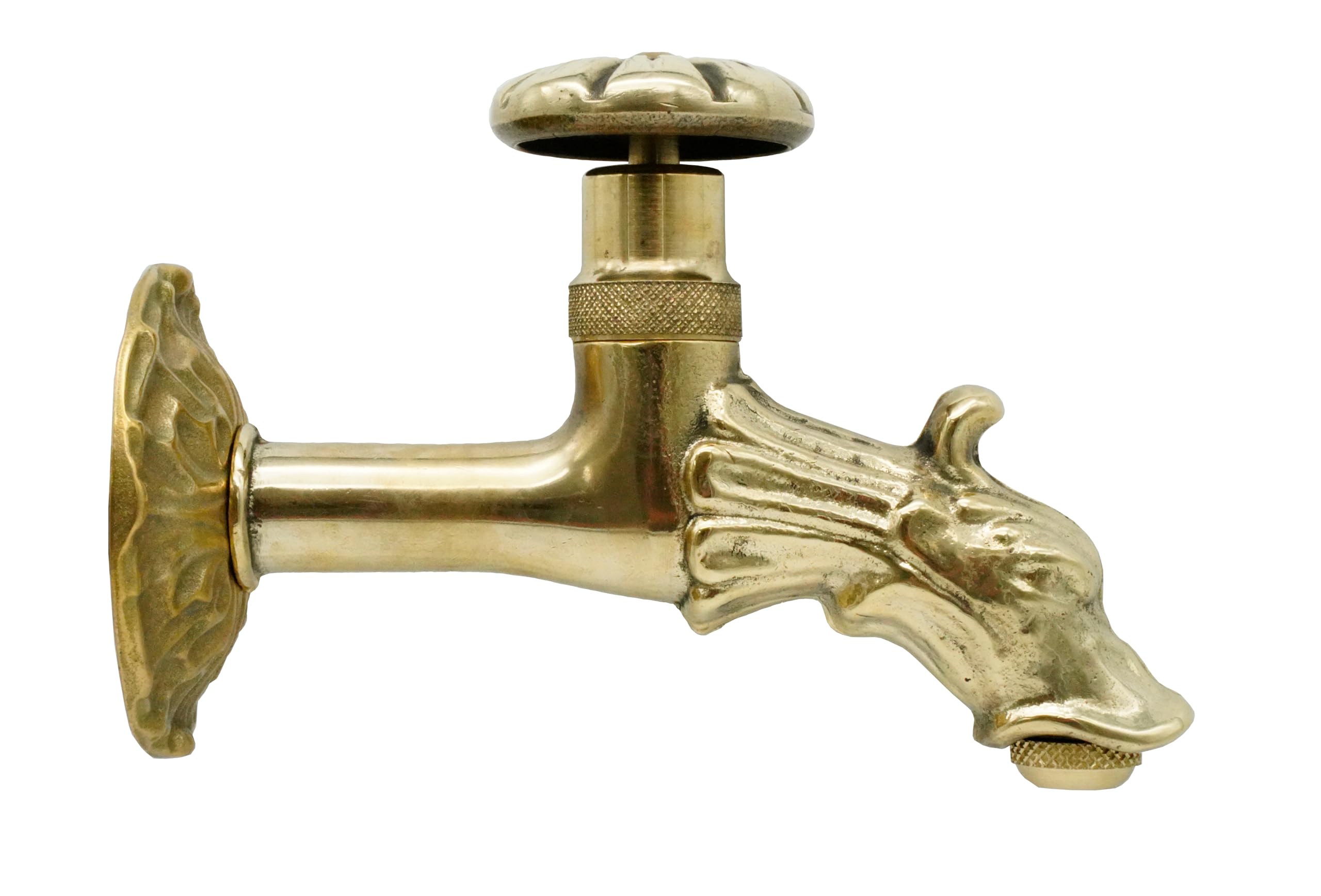 L'ARTISTICA F.LLI PERINCIOLI | Rubinetto Artistico a Vitone con Rosone Grande e Portagomma 1/2" M, Rubinetto in Ottone per Fontane a Colonna o Muro, 115x150mm