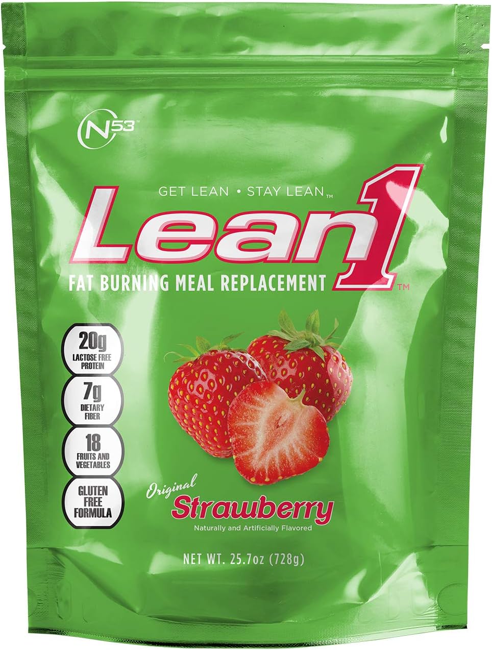 Lean1 Strawberry (14-Serving bag), Fat Burning Meal Replacement and Weight Loss Protein Shake