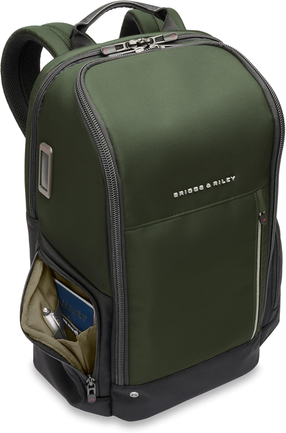 Briggs & Riley Medium Widemouth Backpack - Carry On Travel Backpack for Women & Men, Personal Item Bag, Self-Repairing Zippers, Padded Straps, Fits up to 15.6" Laptop - HTA Collection, Forest