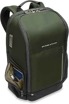 Briggs & Riley Medium Widemouth Backpack - Carry On Travel Backpack for Women & Men, Personal Item Bag, Self-Repairing Zippers, Padded Straps, Fits up to 15.6" Laptop - HTA Collection, Forest