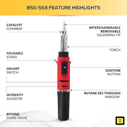 Miniatura 3 de Berkling BSG-568 Soldadura de butano inalámbrica 3 en 1 con punta LED de luz LED de soldadura eléctrica paquete de 60 W
