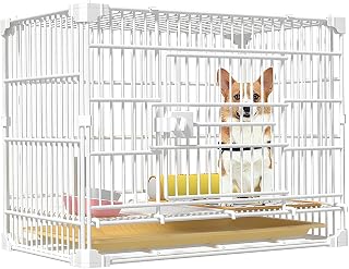 Foldable Dog Crate with Wheels Indoor Outdoor Portable Pet Kennel Stackable Design for Small Medium Dogs White 61 * 45 * 56cm