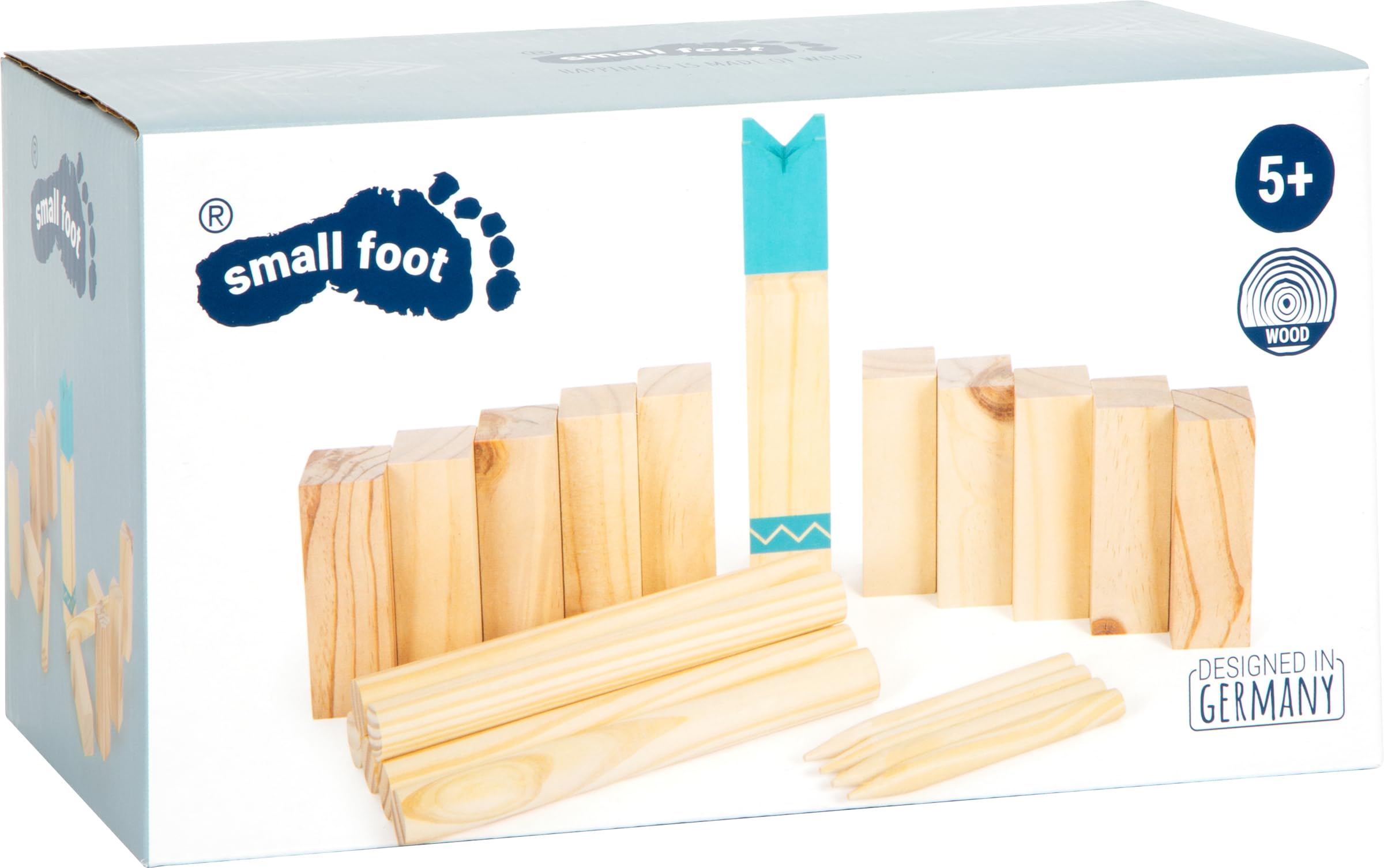 small foot Gioco dei Vichinghi Kubb compatto "Active" in legno, amato gioco di lancio Outdoor per tutta la famiglia
