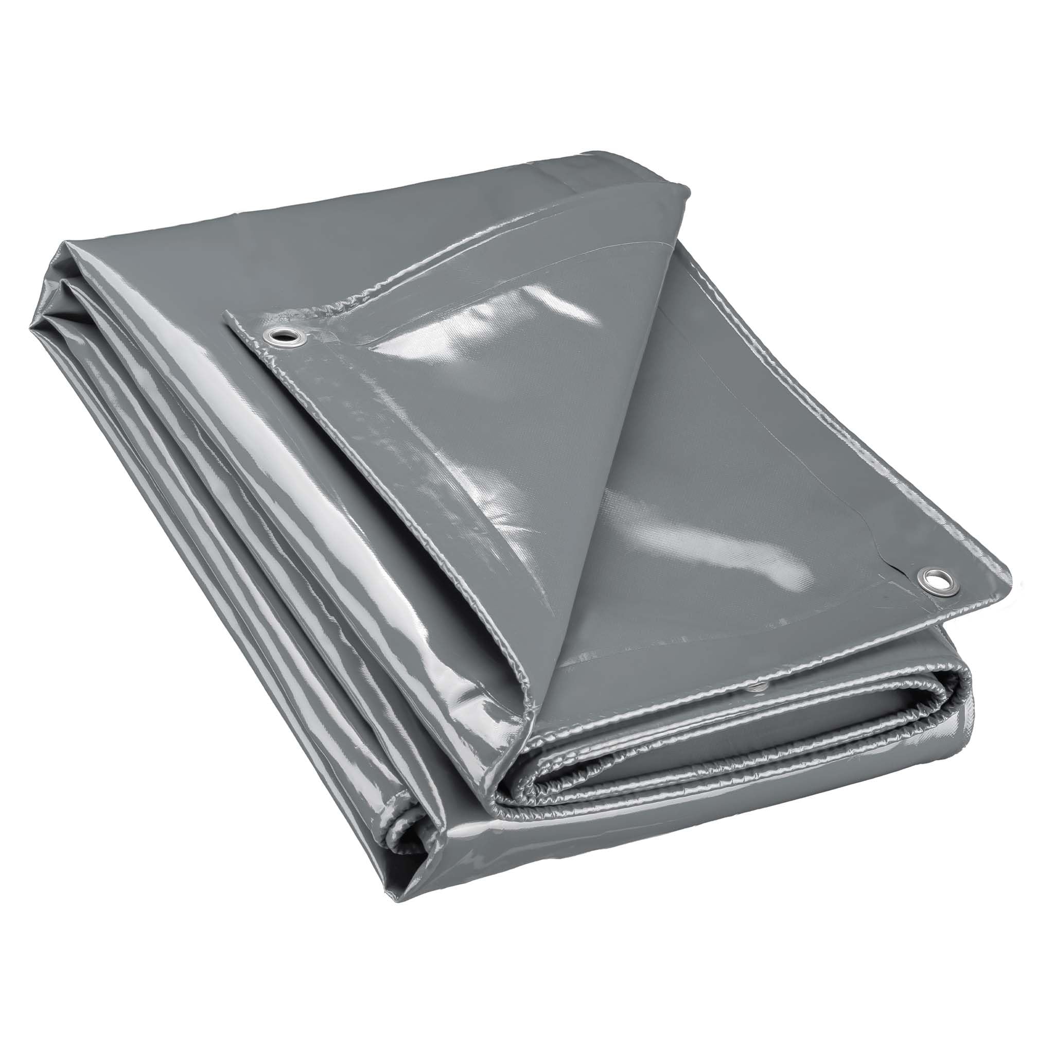 Wiltec Tarpaulin 5 x 7 m Grey Waterproof Heavy Duty Cover 650 g/m² Multipurpose Sheet for Covering Larger Items Like Furniture, Pools or Boats, Tear Resistant Tarp with Reinforced Eyelets