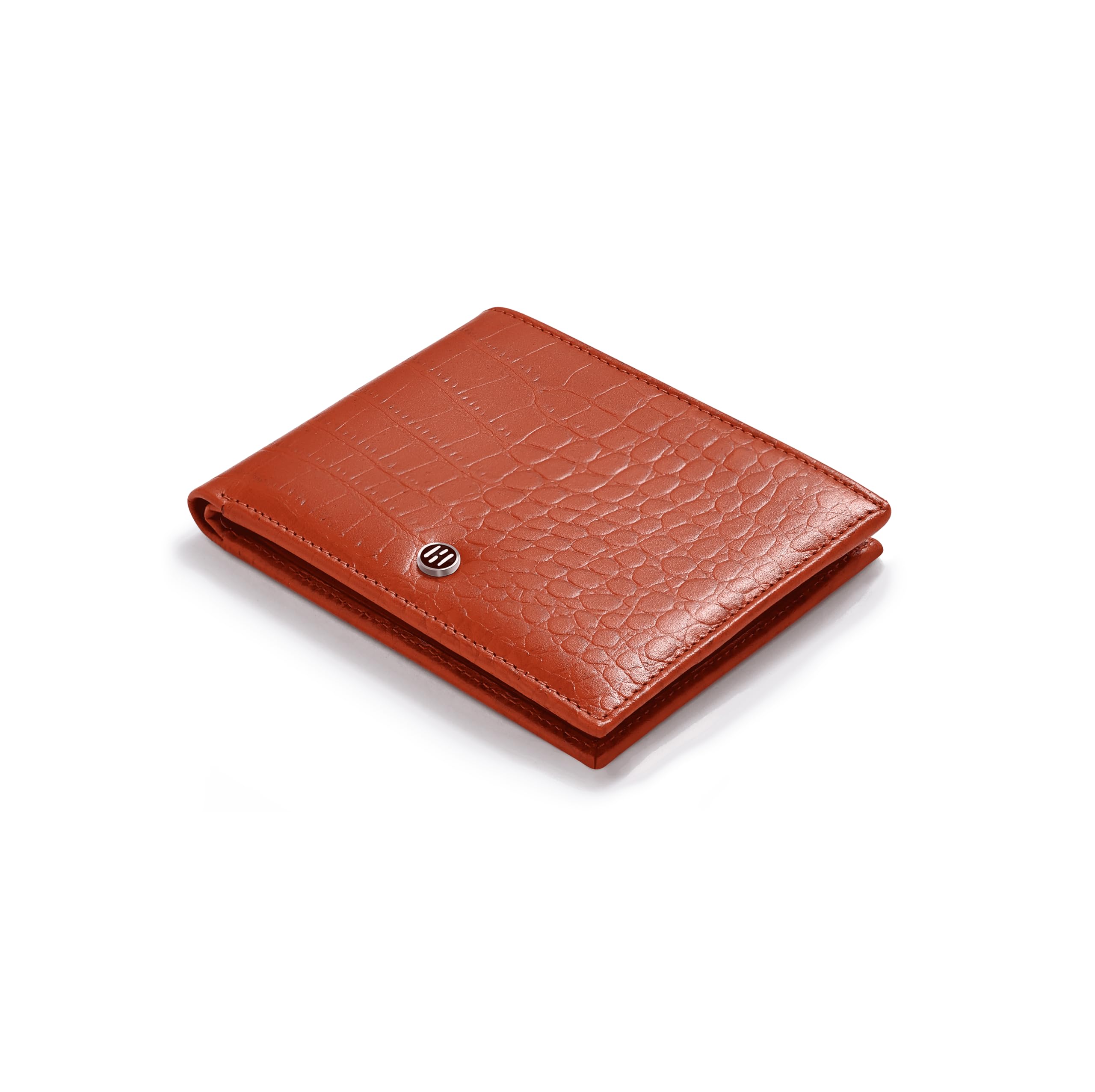 Croc Pattern, Men's Top Grain Leather Wallet, RFID Blocking, Bifold Wallet with 8 Slots for Men (Tan)-image-22