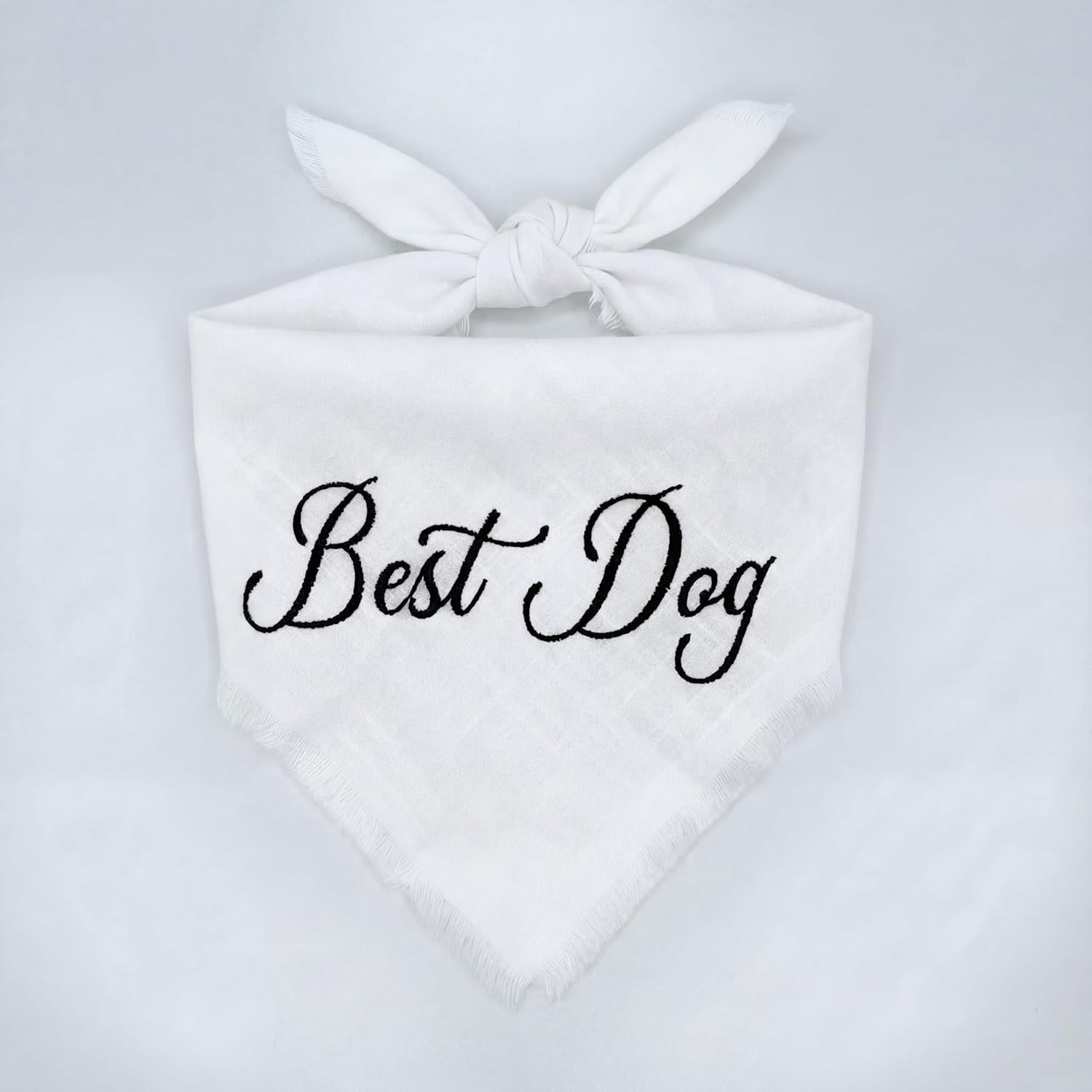Two Tails Best Dog Wedding Dog Bandana, Tie-on Pet Scarf for Boy or Girl Dogs and Puppies, Wedding Dog Accessories, Engagement Gift, or Photo Prop, Breathable Linen and Viscose Fabric, Size Small