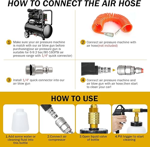Miniatura 5 de Pistola de limpieza de automóvil, pistola de aire de alta presión, pistola de limpieza que explota rápidamente la suciedad y el polvo de la