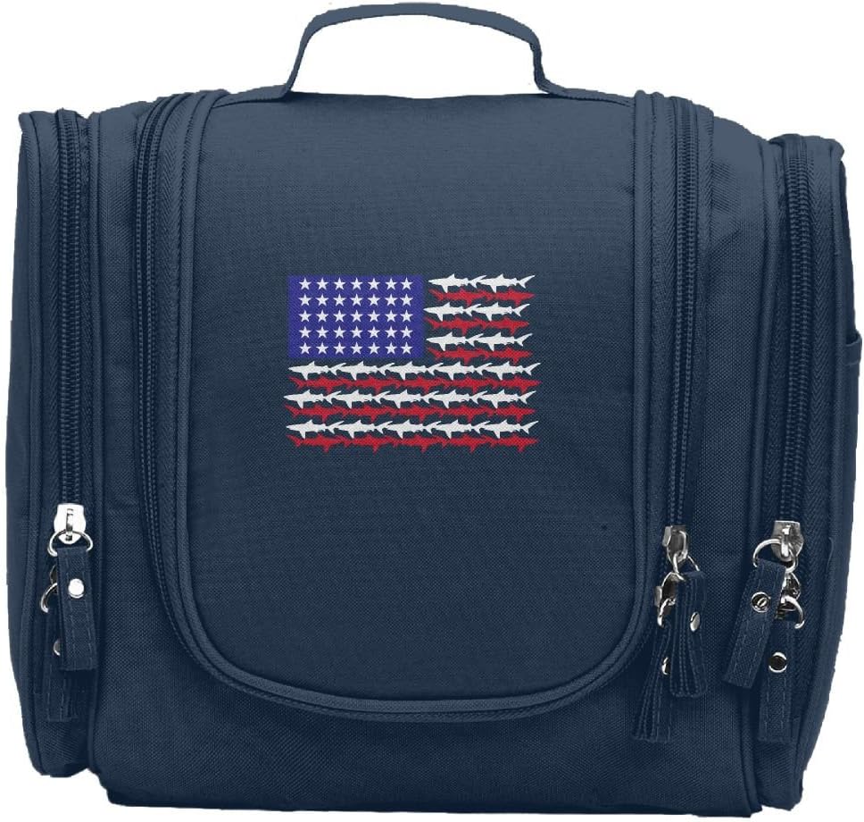 HRhzb Shark USA Flag Multifunction Cosmetic Bag&Case Portable Makeup Pouch Waterproof Travel Handbag Organizer Toiletry Bag For Men And Women