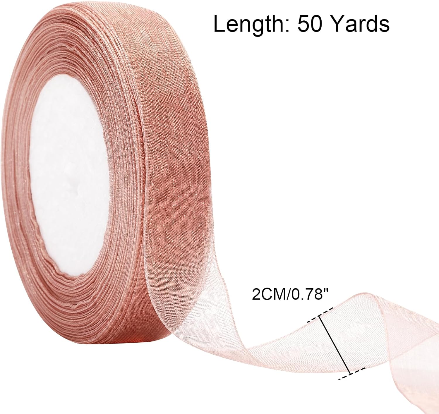 Joycraft 3/4 inch Rose Gold Sheer Organza Ribbon, 50Yds Chiffon Ribbon, Flower Bouquet Tulle Ribbon, Gift Wrapping Ribbons for Wedding, Baby Shower, Birthday, Holidays, Anniversary Decorations Crafts