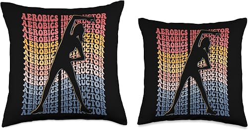 Miniatura 3 de Aerobics Instructor Exercise Fitness Gifts Aerobics Instructor Groovy Exercise Fitness Throw Pillow, 16x16, Multicolor