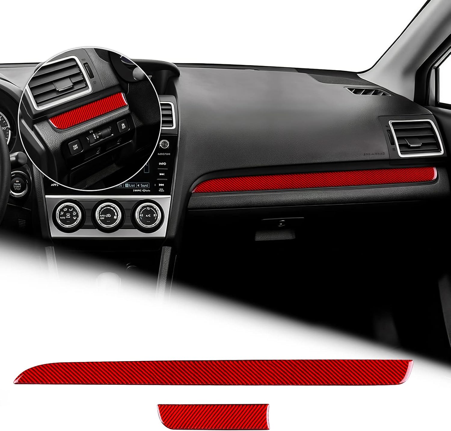 AIRSPEED for Subaru WRX Co-Pilot Dashboard Strip Cover Sticker Carbon Fiber Interior Console Dash Panel Sticker Trim for Subaru WRX Saloon 2015 2016 2017 2018 2019 2020 2021 Accessories (Red)