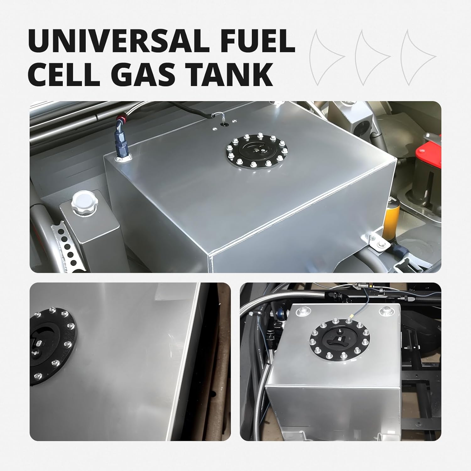 EVIL ENERGY 8 Gallon Fuel Cell Tank Aluminum with Level Sender Street Drift Silver