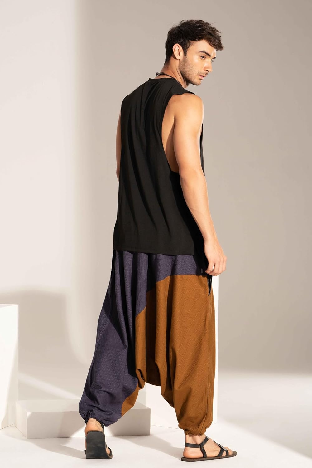 Travel Hippie Parachute Pants for Men, Baggy Flowy Pants Lounge Yoga Harem Boho Music Festival Dance Pant