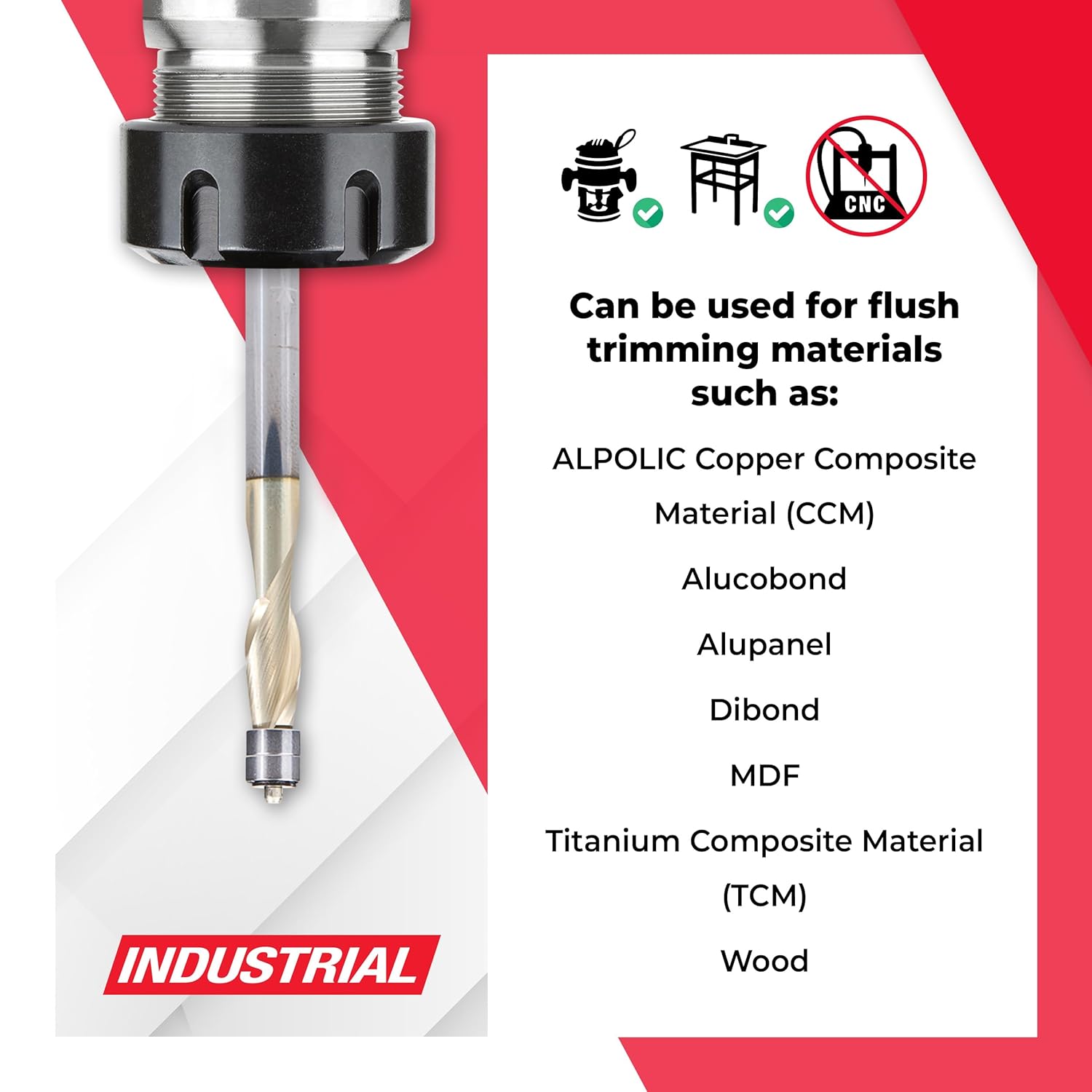 Amana Tool Solid Carbide Aluminum Cutting Spiral Flush Trim Router Bit, ZrN Coated, 51422-Z, Up-Cut 1/4 D x 1/2 Cut Length x 1/4 SHK x 3 Inch L