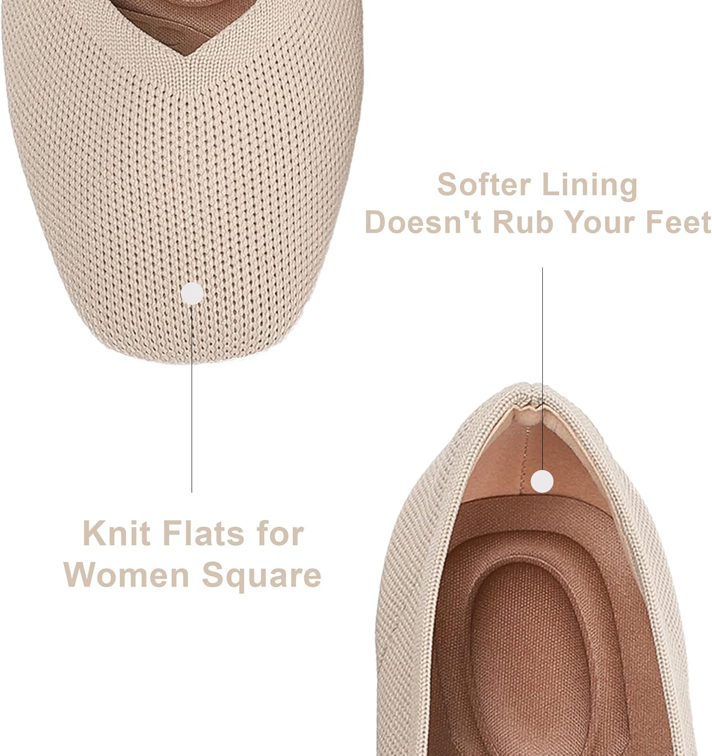 Knit Flats for Women Square Toe Casual Ballet Flat Shoes with Ankle Strap Washable Comfortable Formal Mary Jane Flat Shoes - Image 5