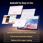 Tablet 10 Inch, 2026 Android 16 Tablets with Keyboard, 18GB+128GB, 2TB Expand, Widevine L1 Compatible Octa-Core Android Tablet with 5G WiFi, 1080P Display, 6000mAh, AI Camera, OTG, 4 Years Warranty